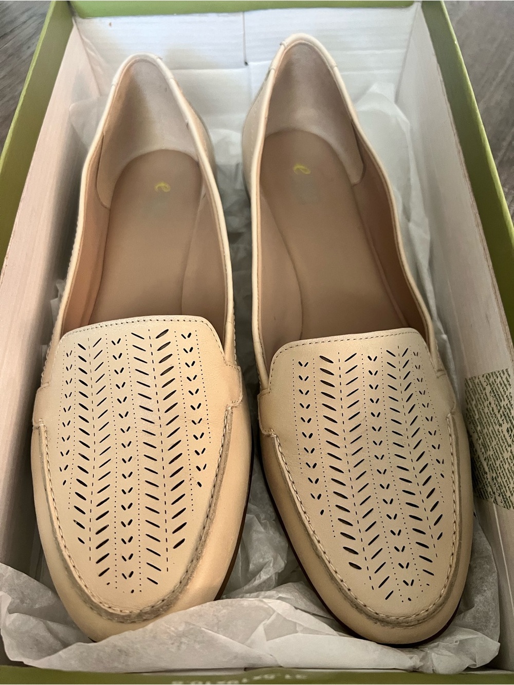 Women's Beige Laser-Cut Slip-On Loafers